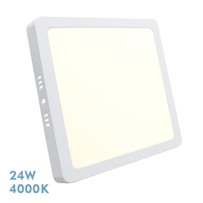 Downlight Superficie Cuadrado. Selenita 24w 4000k Blanco 2160lm 2,8x28,5x28,5 Cm