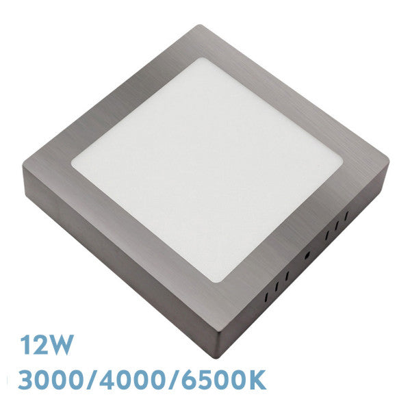 Downlight Superf.gabro 12w 3000k-4000k-6500k Niquel 1080lm 3,5x17x17 Cm