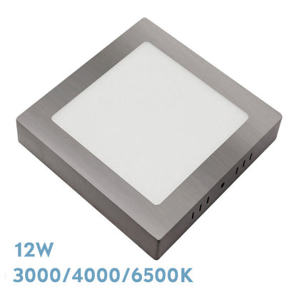 Downlight Superf.gabro 12w 3000k-4000k-6500k Niquel 1080lm 3,5x17x17 Cm