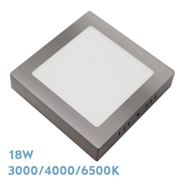 Downlight Superf.gabro 18w 3000k-4000k-6500k Niquel 1620lm 3,5x22x22 Cm