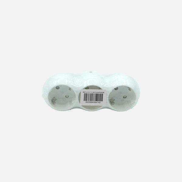 Eco Adaptador 3tomas Retractil Mod7 2p+e 16a 230v Blanco Protecc. Infantil 5x14x8cm