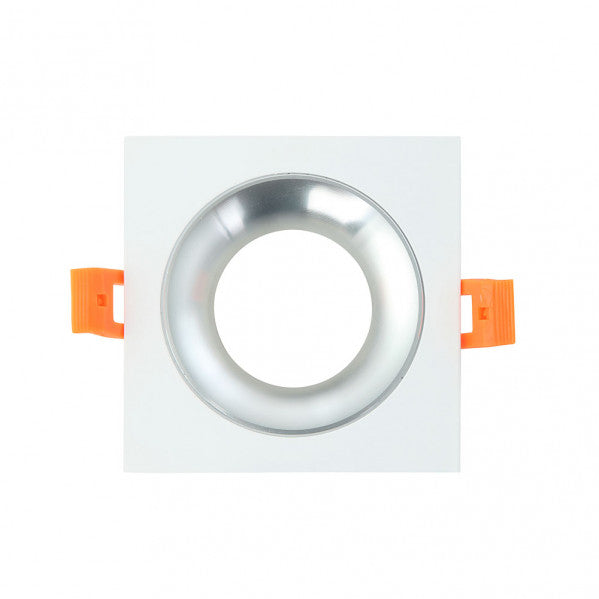 Empotrable Anou 1xgu10 Cuadrado Blanco/cromo  2x9,2x9,2 Cm 8 De Corte.c/portalampara