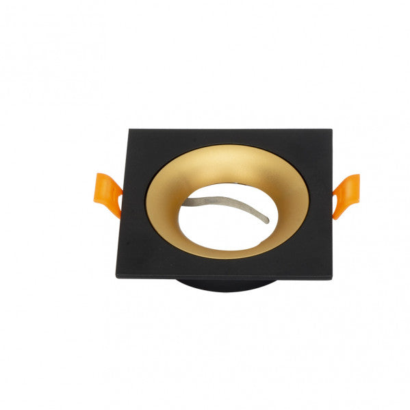 Empotrable Anou 1xgu10 Cuadrado Negro/oro  2x9,2x9,2 Cm 8 De Corte.c/portalampara