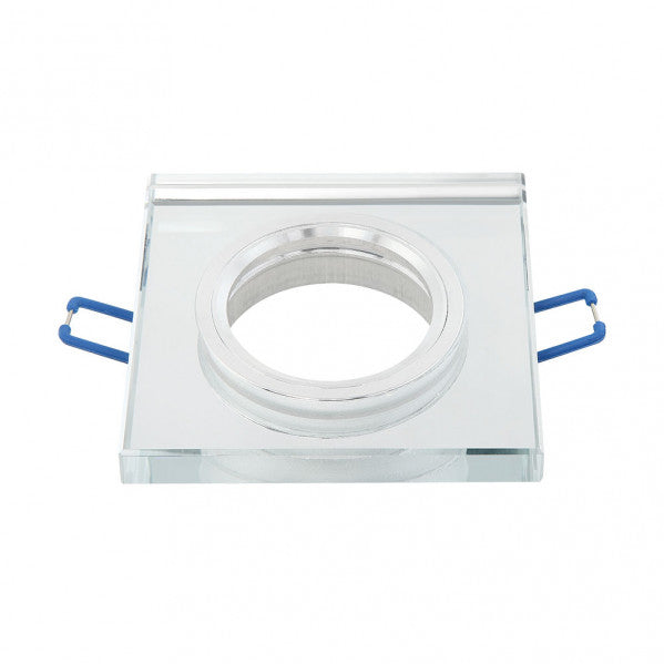 Empotrable Cristal Solna 1xgu10 Cuadrado Grosor 1cm  Transparente C/portalampara 1x9x9 Cm Corte 6 Cm
