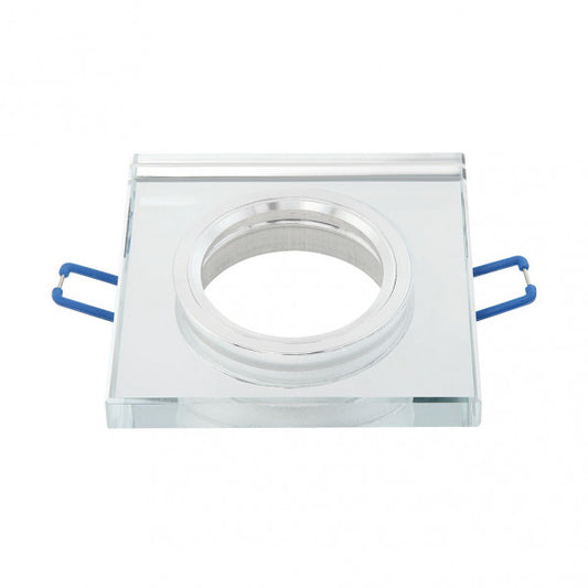 Empotrable Cristal Solna 1xgu10 Cuadrado Grosor 1cm  Transparente C/portalampara 1x9x9 Cm Corte 6 Cm