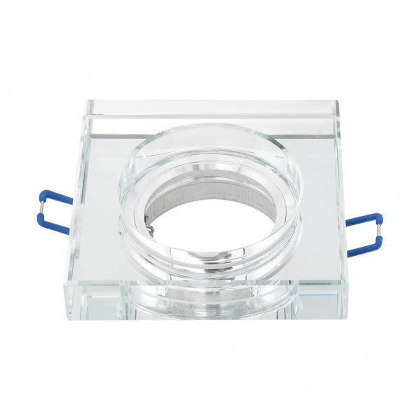 Empotrable Cristal Solna 1xgu10 Cuadrado Grosor 2cm  Transparente C/portalampara 2x9x9 Cm Corte 6 Cm