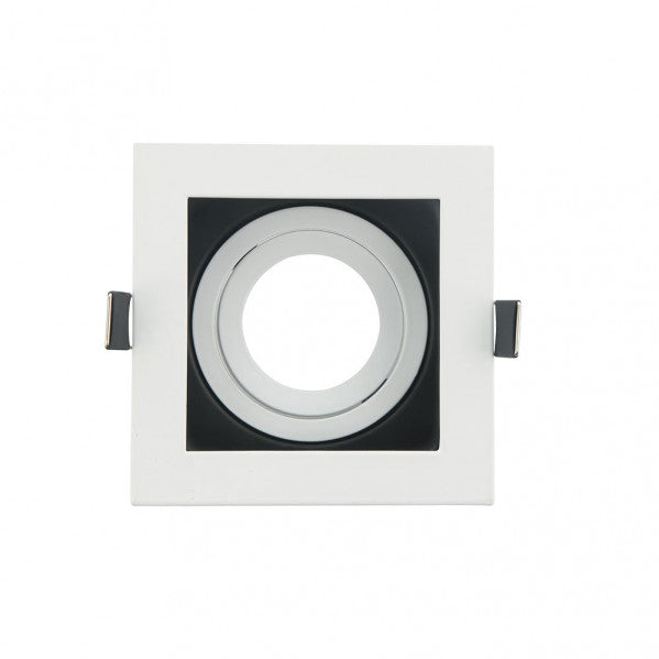 Empotrable Orient.batu 1xgu10 Cuadrado Blanco/negro 3,5x10x10 Cm Corte 9x9cm c/portalampara