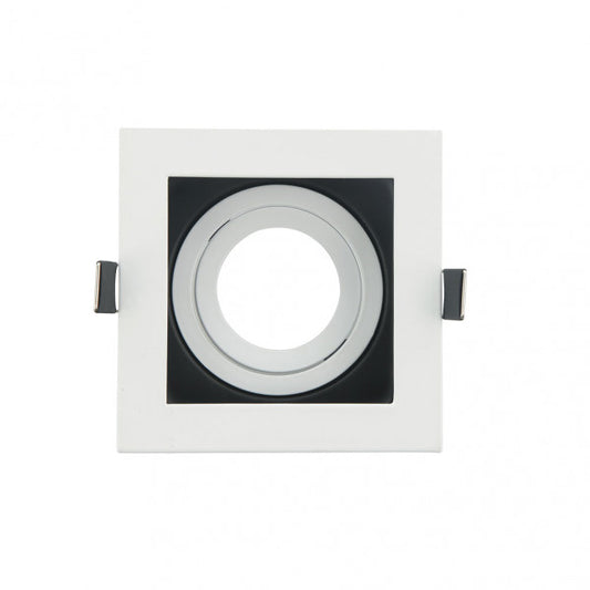Empotrable Orient.batu 1xgu10 Cuadrado Blanco/negro 3,5x10x10 Cm Corte 9x9cm c/portalampara