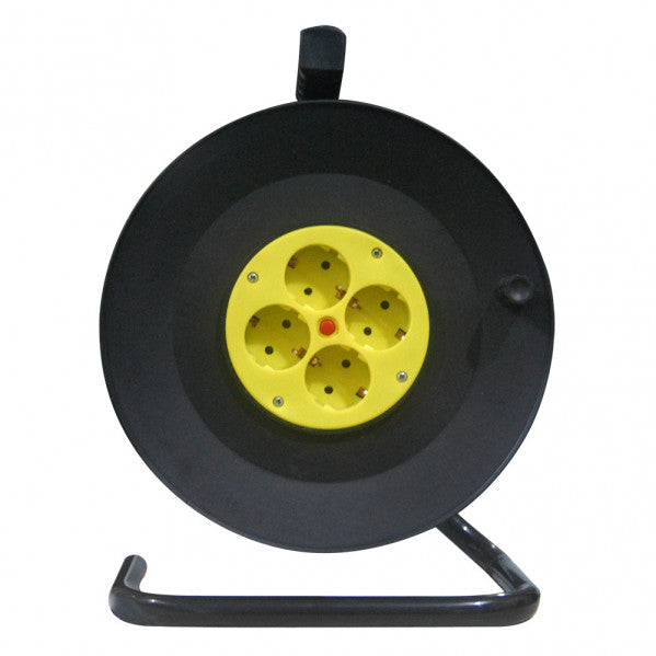Enrollacable 4 Enchufes Cable 15m 3gx1,5mm Cobre C/termostato De Seguridad 3250w Max