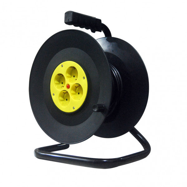Enrollacable 4 Enchufes Cable 15m 3gx1,5mm Cobre C/termostato De Seguridad 3250w Max