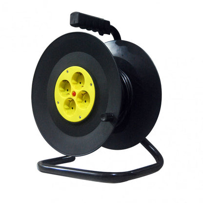 Enrollacable 4 Enchufes Cable 15m 3gx1,5mm Cobre C/termostato De Seguridad 3250w Max