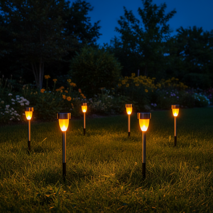 Estaca LED Solar Metálica Efecto Llama 1700K IP44 Pila AAA Niali GSC