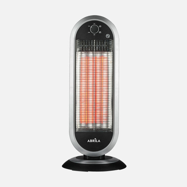 Estufa Electrica De Carbono Akron 900w Negro/plata 2pot Oscilante 2elm.asa,antivuelco.70x30x30cm