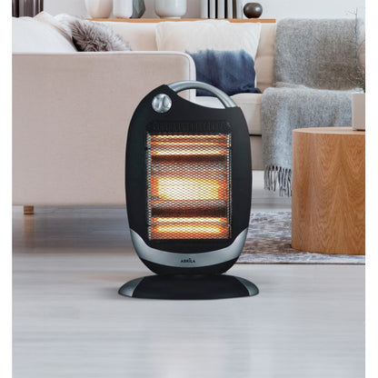 Estufa Elect.candente 1200w Negro/plata 3potencias Oscilante 3elementos,asa Y Antivuelco 52x33x25cm