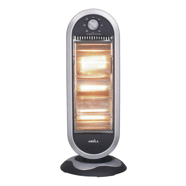 Estufa Elect.candente 1200w  Negro/plata 3potencias Oscilante 3elememtos Asa Y Antivuelco 70x30x30cm
