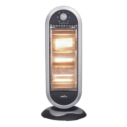 Estufa Elect.candente 1200w  Negro/plata 3potencias Oscilante 3elememtos Asa Y Antivuelco 70x30x30cm