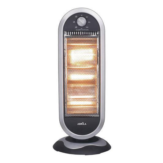 Estufa Elect.candente 1200w  Negro/plata 3potencias Oscilante 3elememtos Asa Y Antivuelco 70x30x30cm