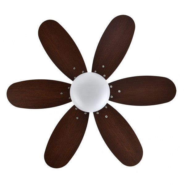Fan Dc Alves 2xe27 Leather 6 Blades Rev. Cherry/Walnut 41x85d With Remote And Timer
