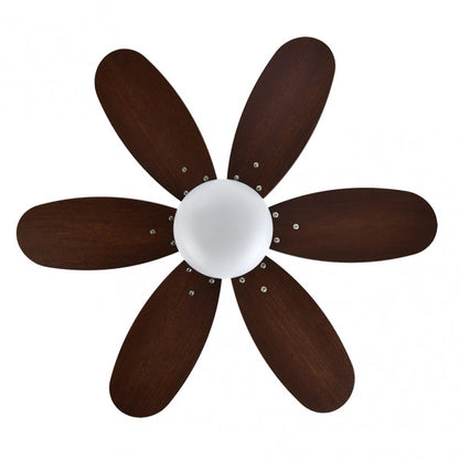 Fan Dc Alves 2xe27 Leather 6 Blades Rev. Cherry/Walnut 41x85d With Remote And Timer