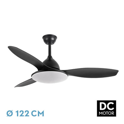 Fan Dc Black Yael 72w 3000-4000-6000k 122d 7200Llm 3 Blades, Remote+timer+memory