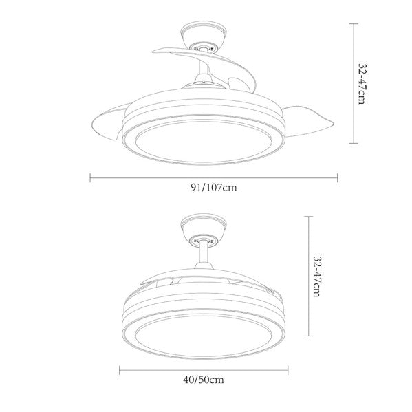 Fan DC Esparta Mini White 59w 6980lm 3 Pull-out Blades 91d 3000-4000-6000k Remote+Timer+Memory