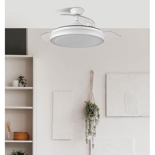 Fan DC Esparta Mini White 59w 6980lm 3 Pull-out Blades 91d 3000-4000-6000k Remote+Timer+Memory