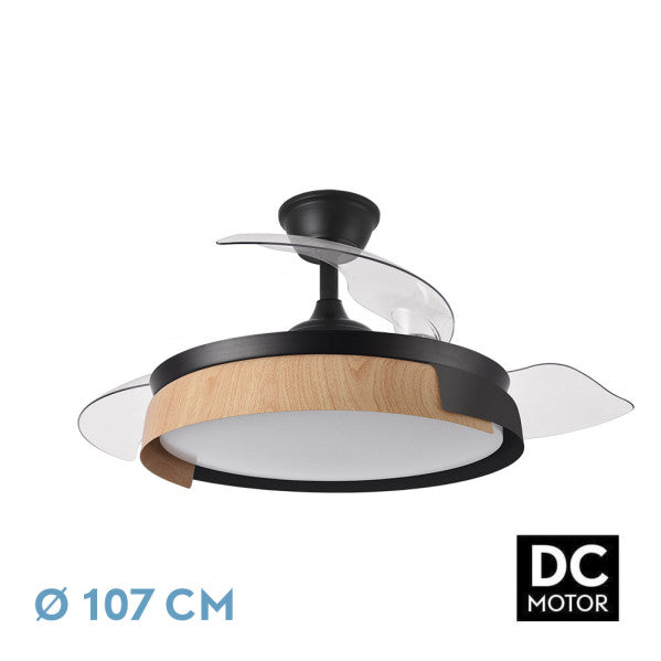 Fan DC Provenza 72w 7200lm Black/Beech 3 Pull-out Blades 36/51x50/107d.3 Colours, Remote, Timer, Memory