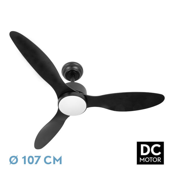 Fan Dc Serpa 24w Black 3blades 6vel 107d 2424lm 3000-4000-6500k Remote+dimmable Intensity+timer+memory