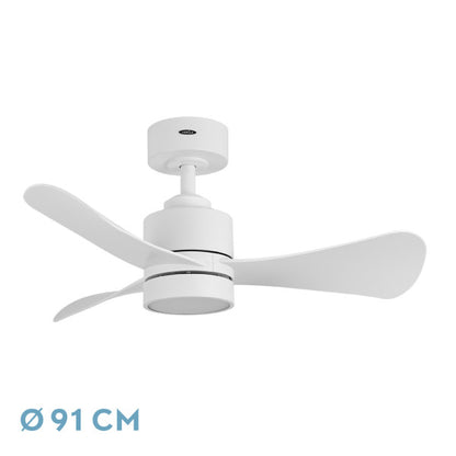 Fan Dc Zepelin 18w 1900lm White 3blades 91d 3000-4000-6500K Remote,memory And Timer