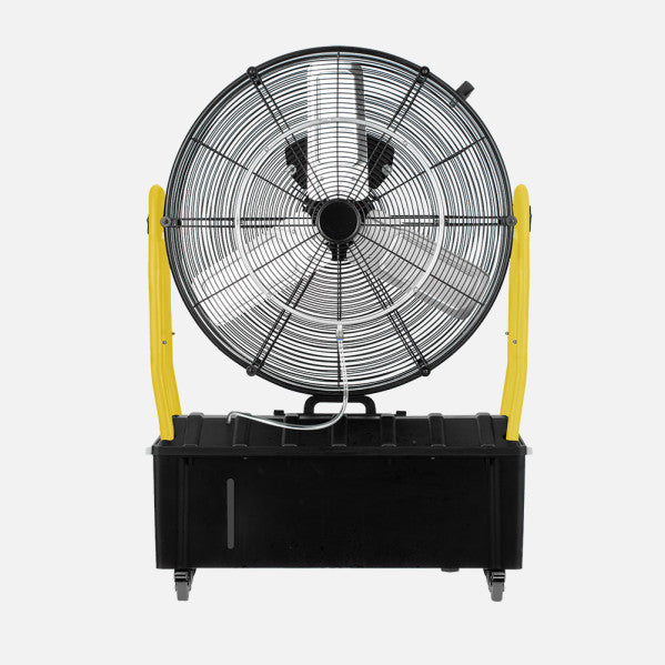 Industrial Misting Fan Excalibur 300w Black/yellow 3blades 3vel. 65d Water Tank 25l C/wheels 101x71x30cm