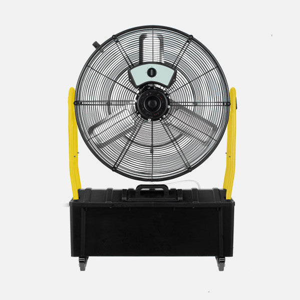 Industrial Misting Fan Excalibur 300w Black/yellow 3blades 3vel. 65d Water Tank 25l C/wheels 101x71x30cm