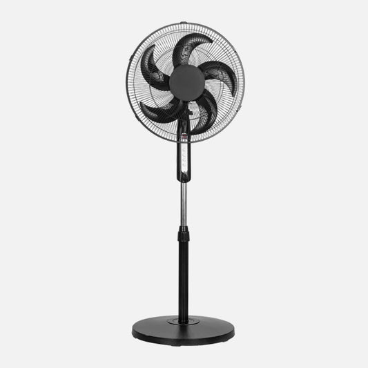 Liberty Black Pedestal Fan 3speed 45w 5blades Fixed And Rotary With Remote And Timer Adj.x43x43cm