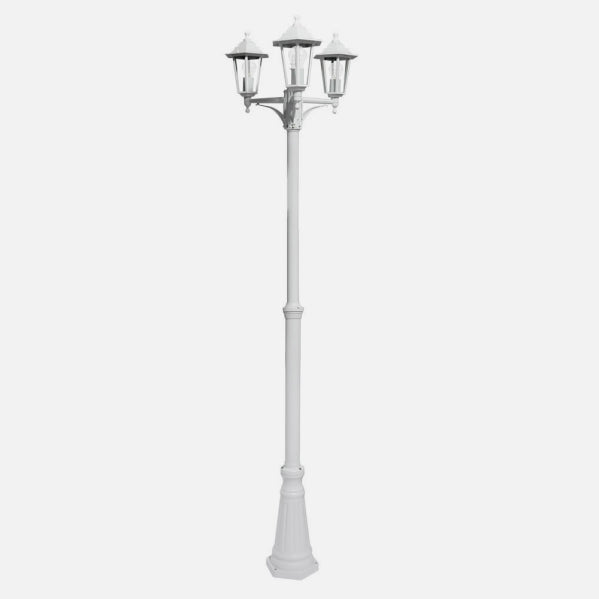 Farola Exterior Aluminio Auriga 3xe27 Blanco Ip44 220x62x62 Cm  Regulable En Altura