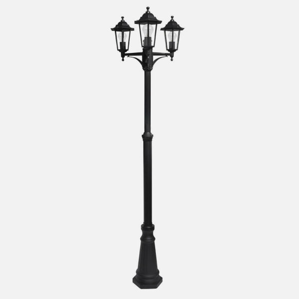 Farola Exterior Aluminio Auriga 3xe27 Negro Ip44 220x62x62 Cm  Regulable En Altura