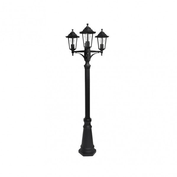 Farola Exterior Aluminio Auriga 3xe27 Negro Ip44 220x62x62 Cm  Regulable En Altura
