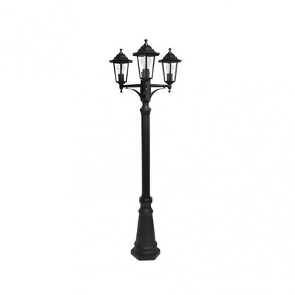 Farola Exterior Aluminio Auriga 3xe27 Negro Ip44 220x62x62 Cm  Regulable En Altura