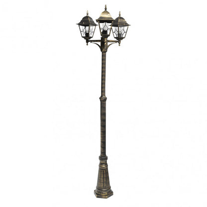 Farola Exterior Aluminio Bootes 3xe27 Neg/oro Ip44 228x62x62 Cm