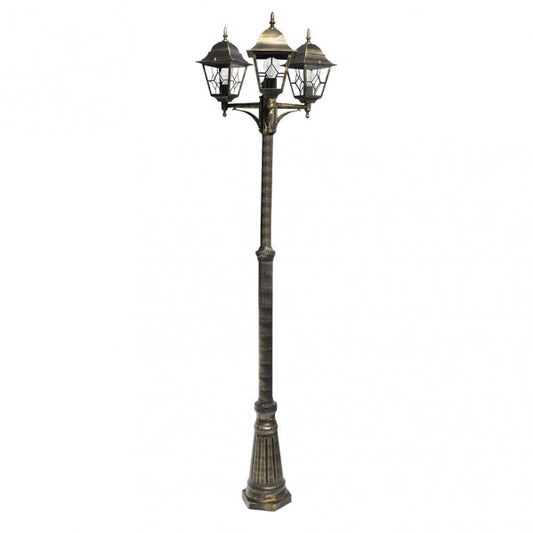 Farola Exterior Aluminio Bootes 3xe27 Neg/oro Ip44 228x62x62 Cm