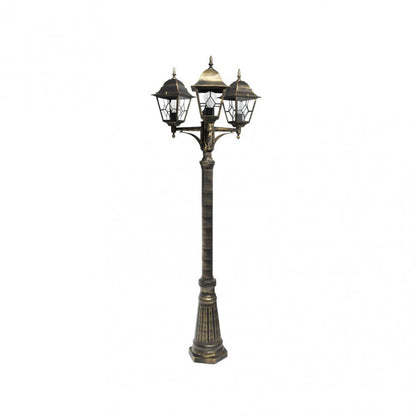 Farola Exterior Aluminio Bootes 3xe27 Neg/oro Ip44 228x62x62 Cm