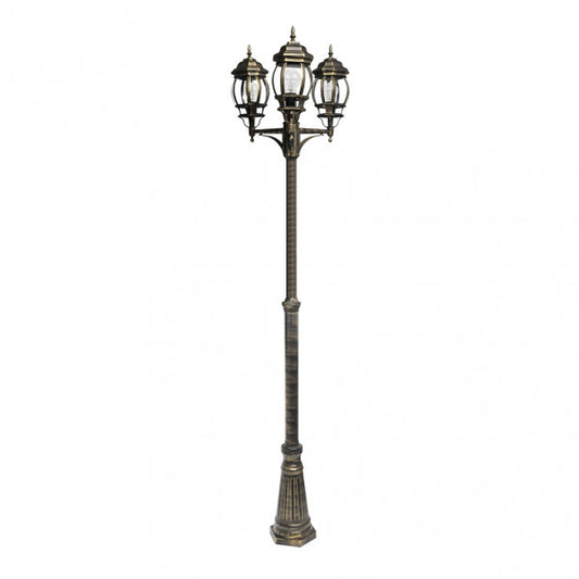 Farola Exterior Aluminio Caelum 3xe27 Neg/oro Ip45 228x55x55 Cm
