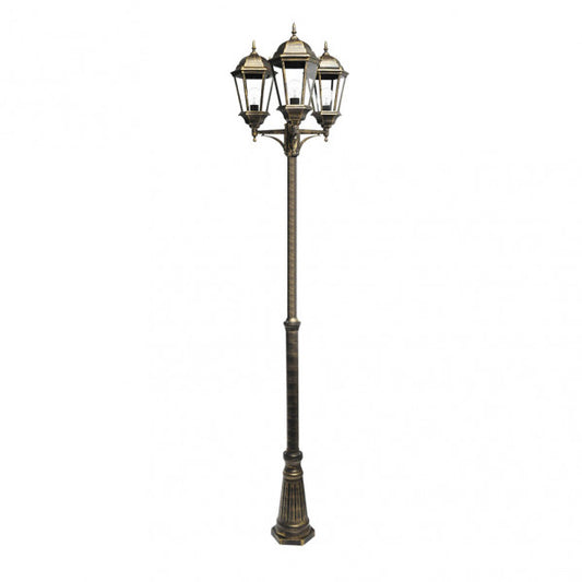 Farola Exterior Aluminio Regulus 3xe27 Neg/oro    230x60x60 Cm Regulable En Altura  Ip44