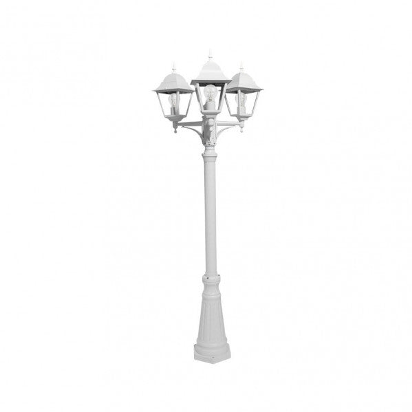Farola Exterior Aluminio Spica 3xe27 Blanco Ip44 220x62x62 Cm  Regulable En Altura