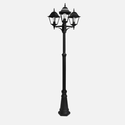 Farola Exterior Aluminio Spica 3xe27 Negro Ip44 220x62x62 Cm  Regulable En Altura