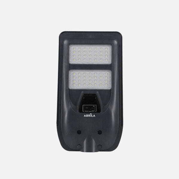 Farola Led Solar Bazan 100w 6500k Gris 1400lm Ip65 C/mando Sensor Movimiento Y Crepuscular 43x24x6cm