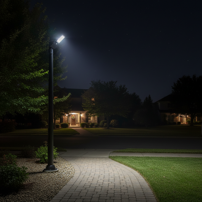 Farola LED Solar 25W 6000K 3000Lm Sensor Crepuscular y Movimiento IP65 F-Bright