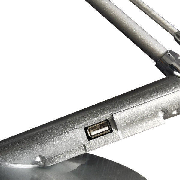 Flexo Clase 7w 3000-4500-6000k Plata 595lm Puerto Usb  Temporizador,tactil,int.reg,40x19x32,5cm