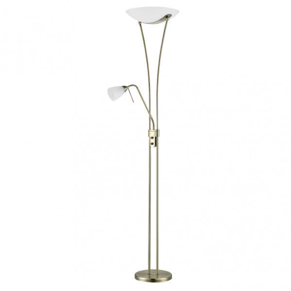 Floor lamp Lalande 2xe27+1xe14 C/reader Leather 180x36x36 Cm