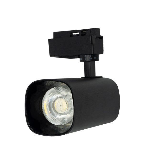 Foco Carril 30w 6000k Alfil Negro 2700lm 36º Orientable 330º Regx19x7,5 Cm