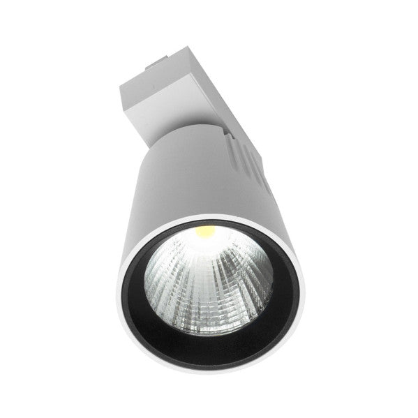 Foco Carril 30w 6000k Telma Blanco 2700lm 36º Orientable 330º Regx19x9 Cm