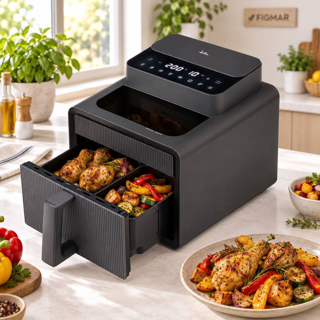 Freidora Jata JEFR1270 cocinando pollo con Figmar